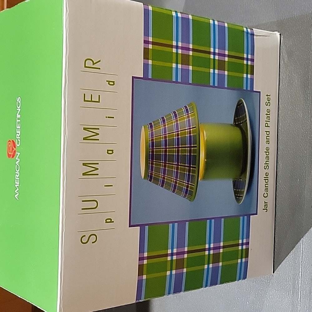 NWT in Box: Jar Candle Shade and Plate Set